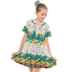 Background Triangle Kids  Short Sleeve Shirt Dress