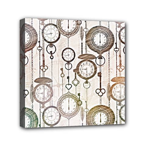 Background Watches Key Time Retro Mini Canvas 6  X 6  (stretched)