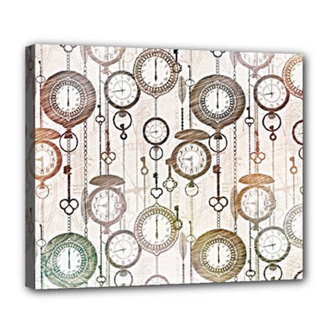 Background Watches Key Time Retro Deluxe Canvas 24  X 20  (stretched)