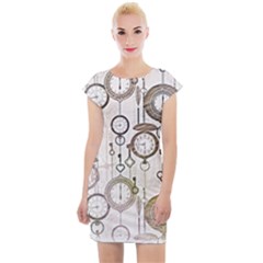 Background Watches Key Time Retro Cap Sleeve Bodycon Dress by HermanTelo