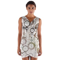 Background Watches Key Time Retro Wrap Front Bodycon Dress by HermanTelo