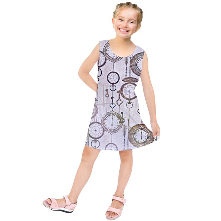 Background Watches Key Time Retro Kids  Tunic Dress