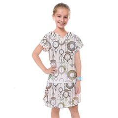 Background Watches Key Time Retro Kids  Drop Waist Dress by HermanTelo