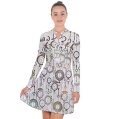 Background Watches Key Time Retro Long Sleeve Panel Dress by HermanTelo