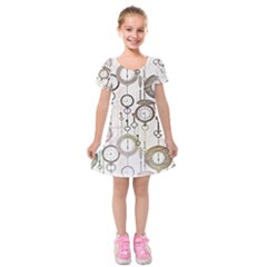 Background Watches Key Time Retro Kids  Short Sleeve Velvet Dress