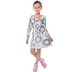 Background Watches Key Time Retro Kids  Long Sleeve Velvet Dress by HermanTelo