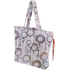 Background Watches Key Time Retro Drawstring Tote Bag