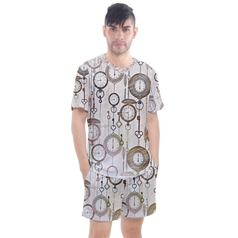 Background Watches Key Time Retro Men s Mesh Tee And Shorts Set by HermanTelo