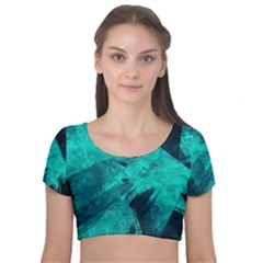 Background Texture Velvet Short Sleeve Crop Top  by HermanTelo