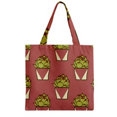 Cactus Pattern Background Texture Zipper Grocery Tote Bag