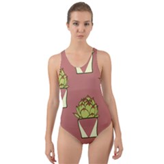 Cactus Pattern Background Texture Cut-out Back One Piece Swimsuit