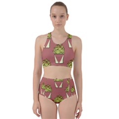 Cactus Pattern Background Texture Racer Back Bikini Set