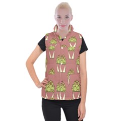 Cactus Pattern Background Texture Women s Button Up Vest