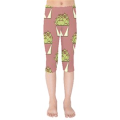 Cactus Pattern Background Texture Kids  Capri Leggings 