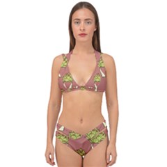 Cactus Pattern Background Texture Double Strap Halter Bikini Set