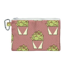 Cactus Pattern Background Texture Canvas Cosmetic Bag (medium)