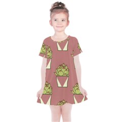 Cactus Pattern Background Texture Kids  Simple Cotton Dress by HermanTelo