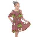 Cactus Pattern Background Texture Kids  Shoulder Cutout Chiffon Dress View1