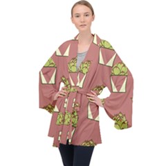 Cactus Pattern Background Texture Velvet Kimono Robe