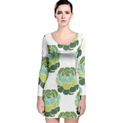 Cactus Pattern Long Sleeve Velvet Bodycon Dress by HermanTelo