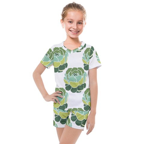 Cactus Pattern Kids  Mesh Tee And Shorts Set by HermanTelo