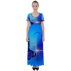 Butterfly Animal Insect High Waist Short Sleeve Maxi Dress