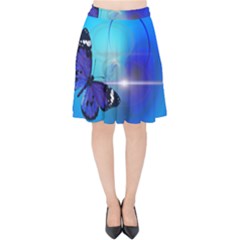 Butterfly Animal Insect Velvet High Waist Skirt by HermanTelo