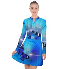 Butterfly Animal Insect Long Sleeve Panel Dress