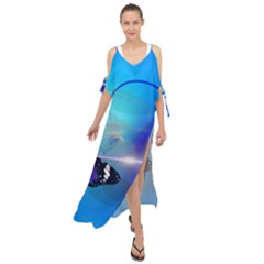 Butterfly Animal Insect Maxi Chiffon Cover Up Dress