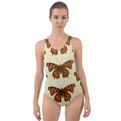 Butterflies Insects Pattern Cut-out Back One Piece Swimsuit