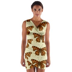 Butterflies Insects Pattern Wrap Front Bodycon Dress