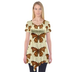 Butterflies Insects Pattern Short Sleeve Tunic 