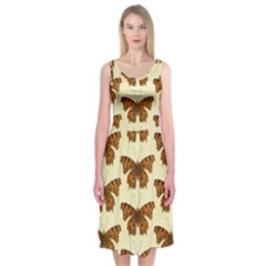 Butterflies Insects Pattern Midi Sleeveless Dress