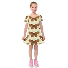 Butterflies Insects Pattern Kids  Short Sleeve Velvet Dress