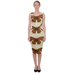 Butterflies Insects Pattern Sleeveless Pencil Dress