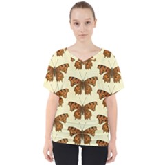 Butterflies Insects Pattern V-neck Dolman Drape Top by HermanTelo