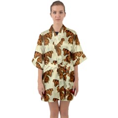 Butterflies Insects Pattern Quarter Sleeve Kimono Robe