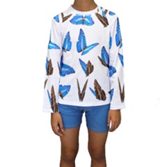 Butterfly Unique Background Kids  Long Sleeve Swimwear by HermanTelo