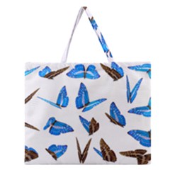 Butterfly Unique Background Zipper Large Tote Bag by HermanTelo