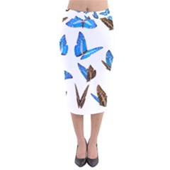 Butterfly Unique Background Velvet Midi Pencil Skirt