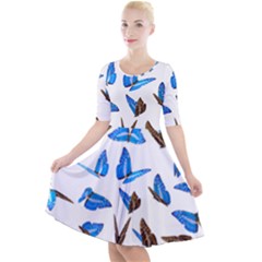 Butterfly Unique Background Quarter Sleeve A-line Dress