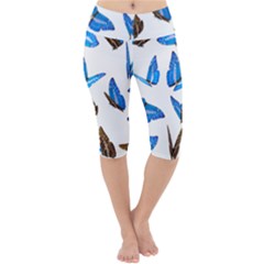 Butterfly Unique Background Lightweight Velour Cropped Yoga Leggings