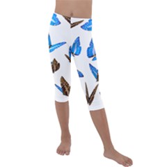 Butterfly Unique Background Kids  Lightweight Velour Capri Leggings 