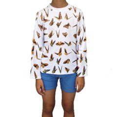 Butterflies Insect Swarm Kids  Long Sleeve Swimwear