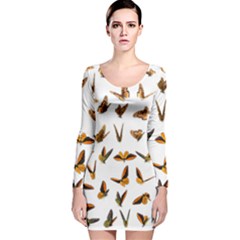 Butterflies Insect Swarm Long Sleeve Velvet Bodycon Dress by HermanTelo