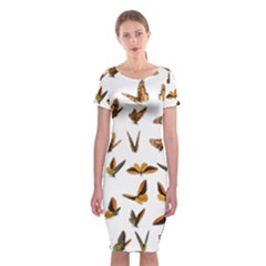 Butterflies Insect Swarm Classic Short Sleeve Midi Dress