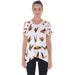 Butterflies Insect Swarm Cut Out Side Drop Tee by HermanTelo