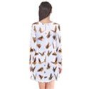 Butterflies Insect Swarm Long Sleeve V-neck Flare Dress View2