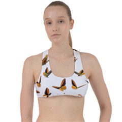 Butterflies Insect Swarm Criss Cross Racerback Sports Bra