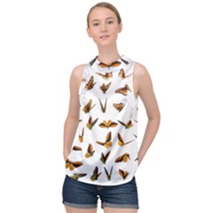 Butterflies Insect Swarm High Neck Satin Top